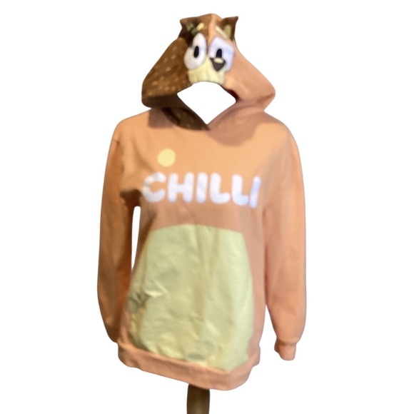 Bluey Tops - Bluey Chilli Wackadoo Costume Hoodie Womens S Orange Cartoon Character Cosplay